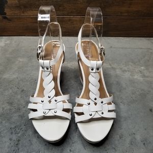FRANCO SARTO | White Platform Suzy Cork Wedge